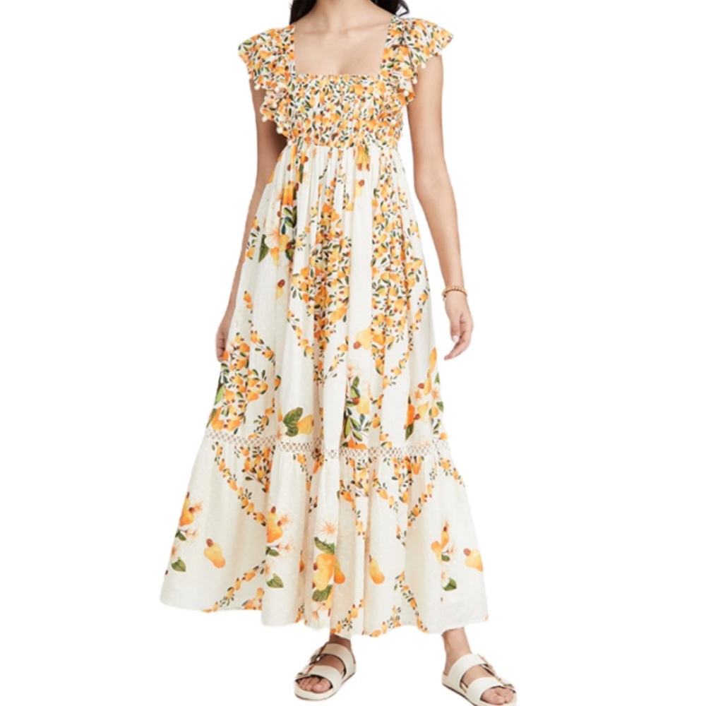 Farm Rio Off White Cashew Crossed Back Dress Size Small